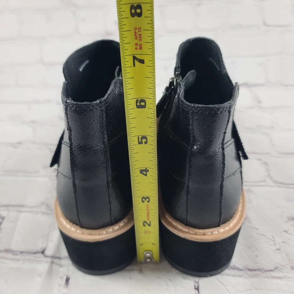 Eileen Fischer Women's 7 Cargo Platform Ankle Bootie Black Leather